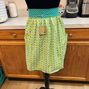 Handmade Cotton Apron Retro Green Aqua M/L